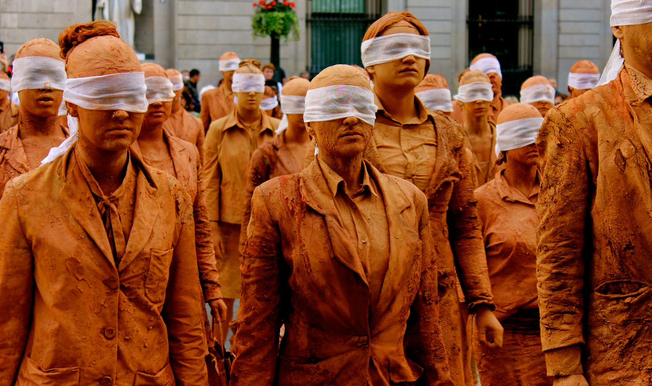 Ciegos. Perfomance en Barcelona.